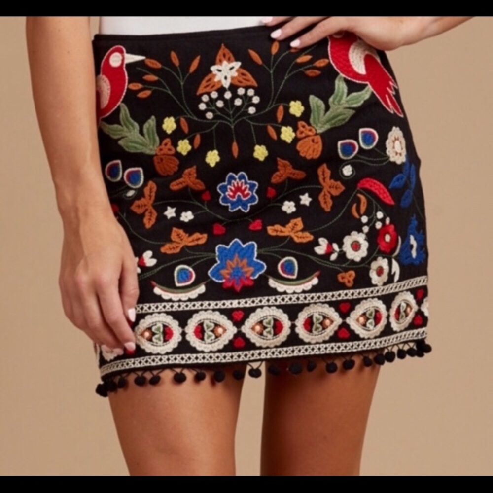 Altar’d State floral embroidered black skirt